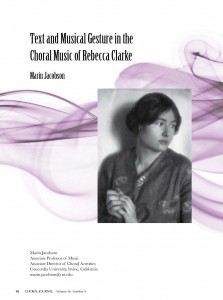 Text and Musical Gesture in the Choral Music of Rebecca Clarke - Marin Jacobson Cover Pic
