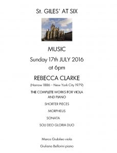 St. Giles' at Six Concert poster 17.7.2016